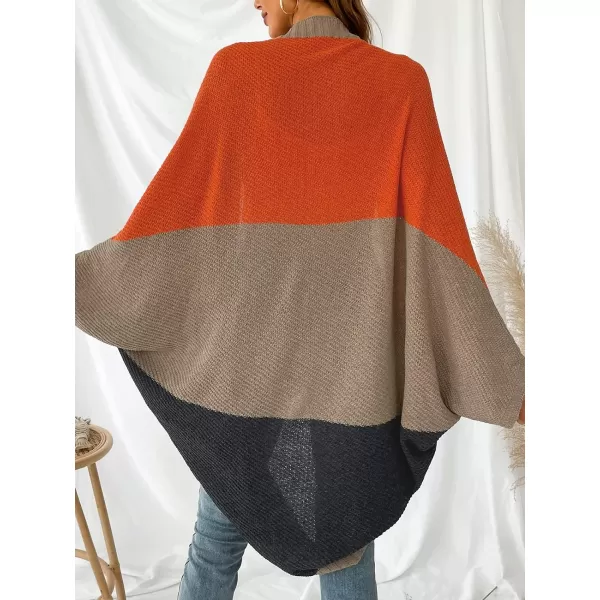 imageCUPSHE Womens Casual Color Block Ribbed Knit Cardigan Oversized Wrap Sweater with Long SleevesMulticolor