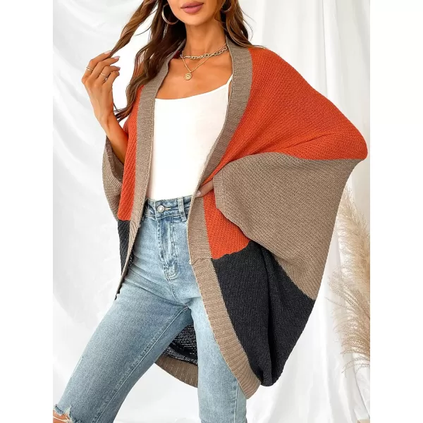 imageCUPSHE Womens Casual Color Block Ribbed Knit Cardigan Oversized Wrap Sweater with Long SleevesMulticolor