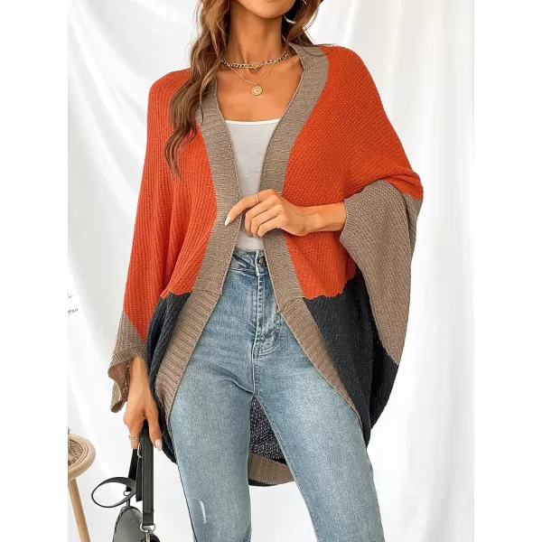 imageCUPSHE Womens Casual Color Block Ribbed Knit Cardigan Oversized Wrap Sweater with Long SleevesMulticolor