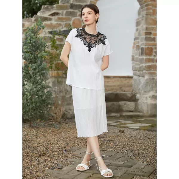 imageCUPSHE Womens Casual Lace Trim Tops Short Sleeve Roung Neck Solid Blouses TeesCUPSHE Womens Casual Lace Trim Tops Short Sleeve Roung Neck Solid Blouses Tees