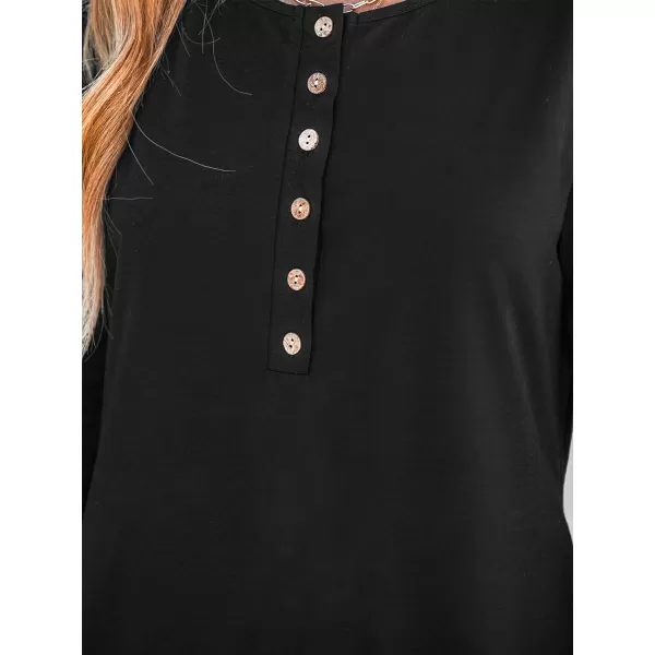 imageCUPSHE Womens Casual Mini Dress Scoop Neck Onyx Long Sleeve Henley Fitted A Line Short Dresses with PocketsBlack
