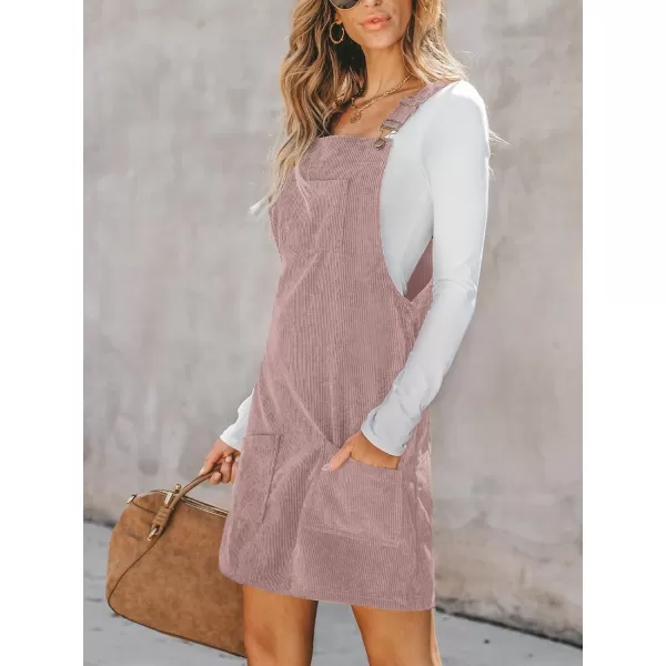 imageCUPSHE Womens Casual Mini Dress Square Neck Corduroy Solid Pocket Front Wide Straps Short Overall DressesLight Purple