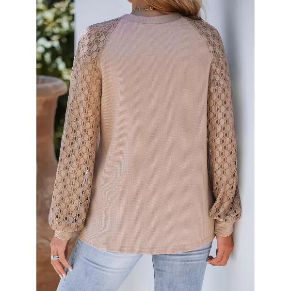 imageCUPSHE Womens Casual Mock Neck Blouse Rib Knit Tops Long Sleeve Shirts with Cutout DetailsApricot