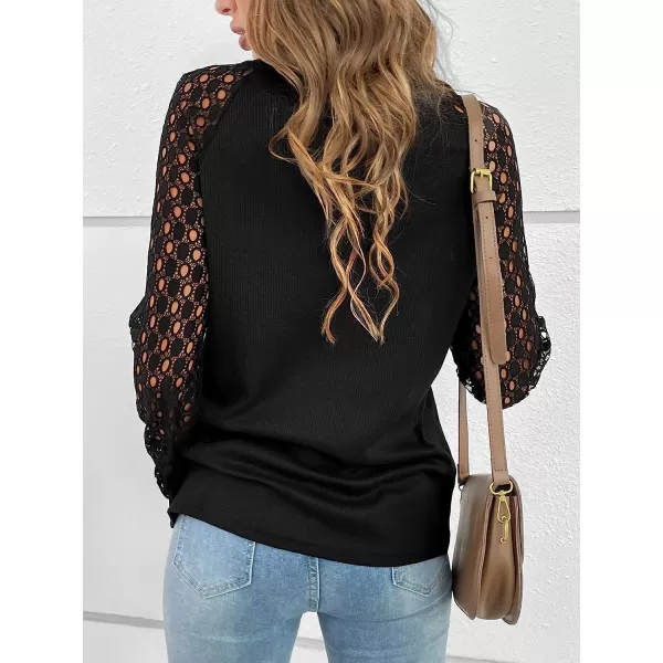 imageCUPSHE Womens Casual Mock Neck Blouse Rib Knit Tops Long Sleeve Shirts with Cutout DetailsBlack