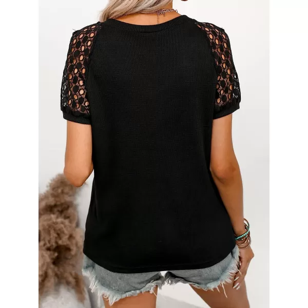 imageCUPSHE Womens Casual Mock Neck Blouse Rib Knit Tops Long Sleeve Shirts with Cutout DetailsBlackshort Sleeve