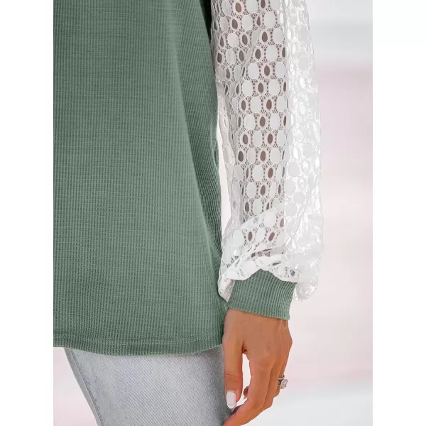 imageCUPSHE Womens Casual Mock Neck Blouse Rib Knit Tops Long Sleeve Shirts with Cutout DetailsGreen