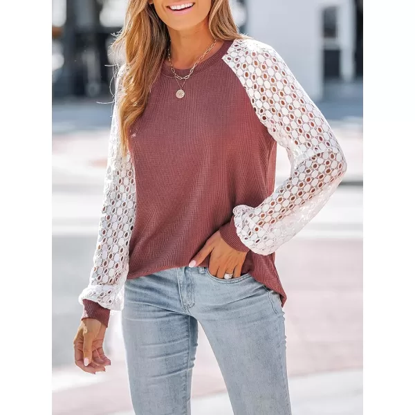 imageCUPSHE Womens Casual Mock Neck Blouse Rib Knit Tops Long Sleeve Shirts with Cutout DetailsPink