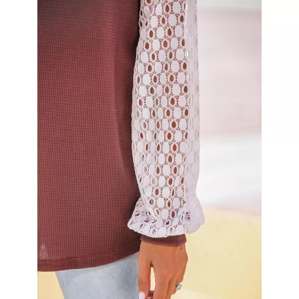 imageCUPSHE Womens Casual Mock Neck Blouse Rib Knit Tops Long Sleeve Shirts with Cutout DetailsPink