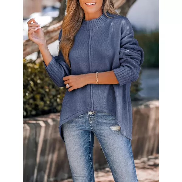 imageCUPSHE Womens Casual Mock Neck Sweater Fall Knit Long Sleeves Pullover with Inverted Seam DetailBlue