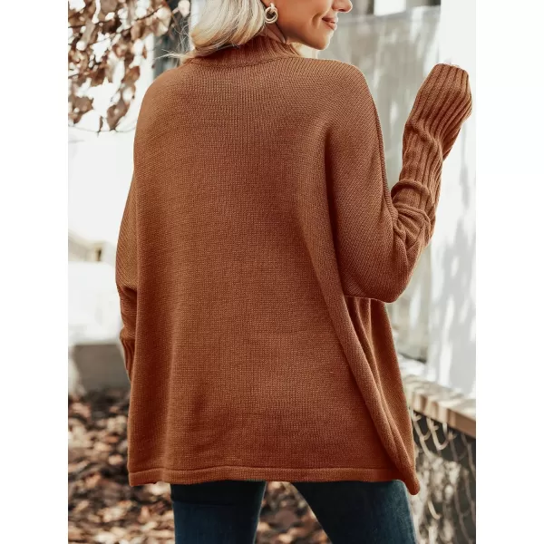imageCUPSHE Womens Casual Mock Neck Sweater Fall Knit Long Sleeves Pullover with Inverted Seam DetailBrown