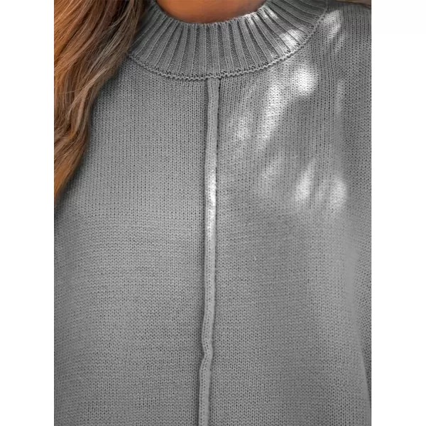 imageCUPSHE Womens Casual Mock Neck Sweater Fall Knit Long Sleeves Pullover with Inverted Seam DetailGray