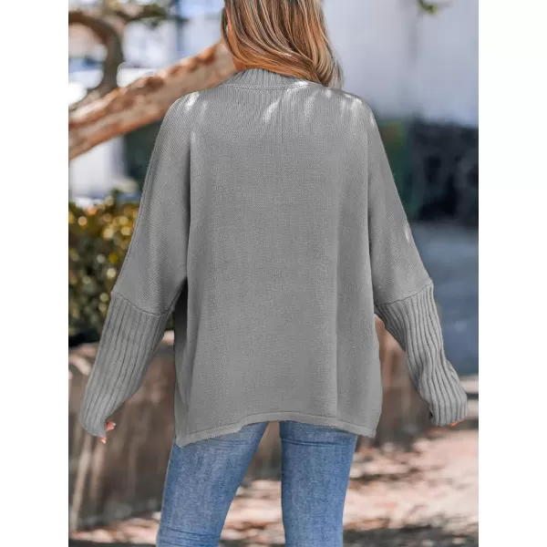 imageCUPSHE Womens Casual Mock Neck Sweater Fall Knit Long Sleeves Pullover with Inverted Seam DetailGray