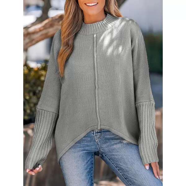 imageCUPSHE Womens Casual Mock Neck Sweater Fall Knit Long Sleeves Pullover with Inverted Seam DetailGray