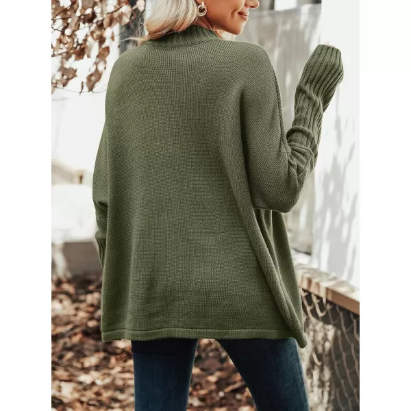 imageCUPSHE Womens Casual Mock Neck Sweater Fall Knit Long Sleeves Pullover with Inverted Seam DetailGreen