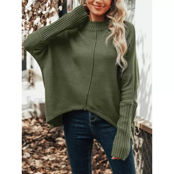 imageCUPSHE Womens Casual Mock Neck Sweater Fall Knit Long Sleeves Pullover with Inverted Seam DetailGreen