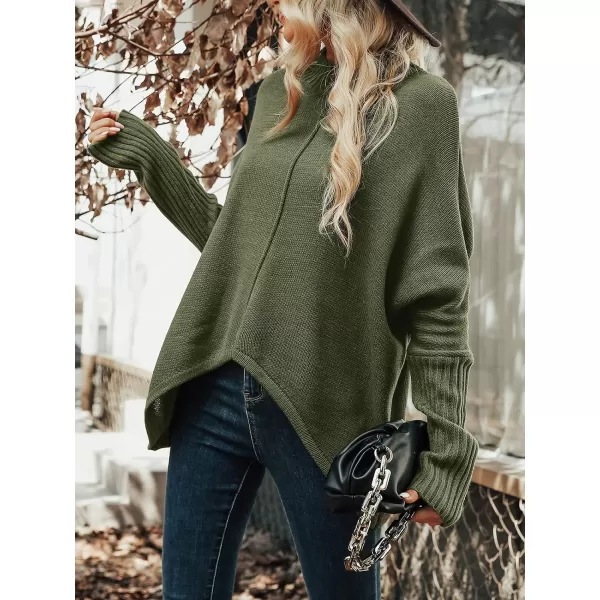 imageCUPSHE Womens Casual Mock Neck Sweater Fall Knit Long Sleeves Pullover with Inverted Seam DetailGreen