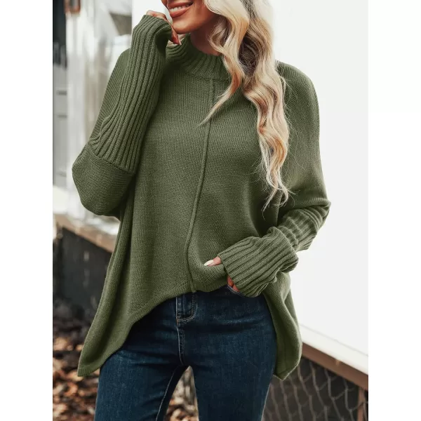 imageCUPSHE Womens Casual Mock Neck Sweater Fall Knit Long Sleeves Pullover with Inverted Seam DetailGreen