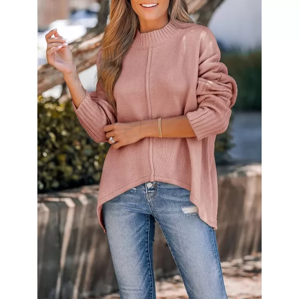imageCUPSHE Womens Casual Mock Neck Sweater Fall Knit Long Sleeves Pullover with Inverted Seam DetailPink