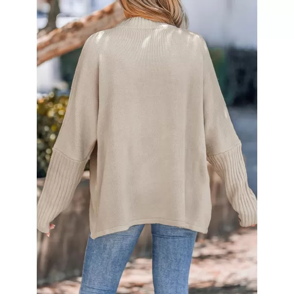 imageCUPSHE Womens Casual Mock Neck Sweater Fall Knit Long Sleeves Pullover with Inverted Seam DetailSand