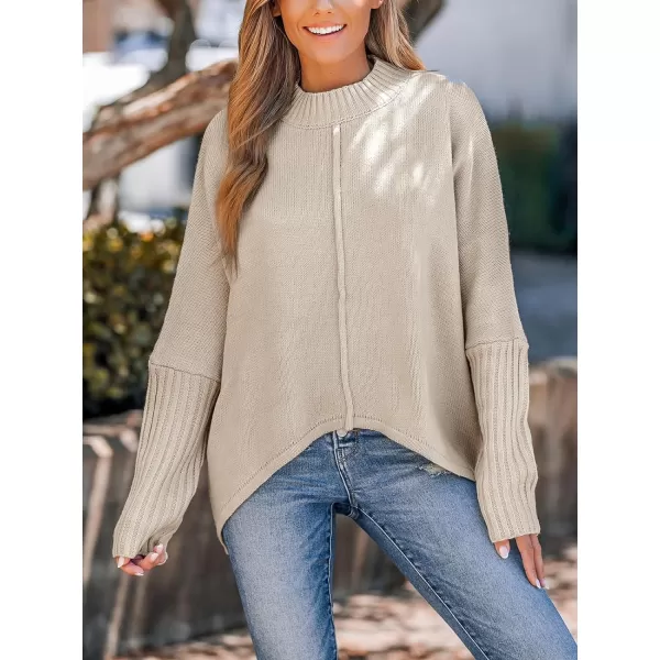 imageCUPSHE Womens Casual Mock Neck Sweater Fall Knit Long Sleeves Pullover with Inverted Seam DetailSand