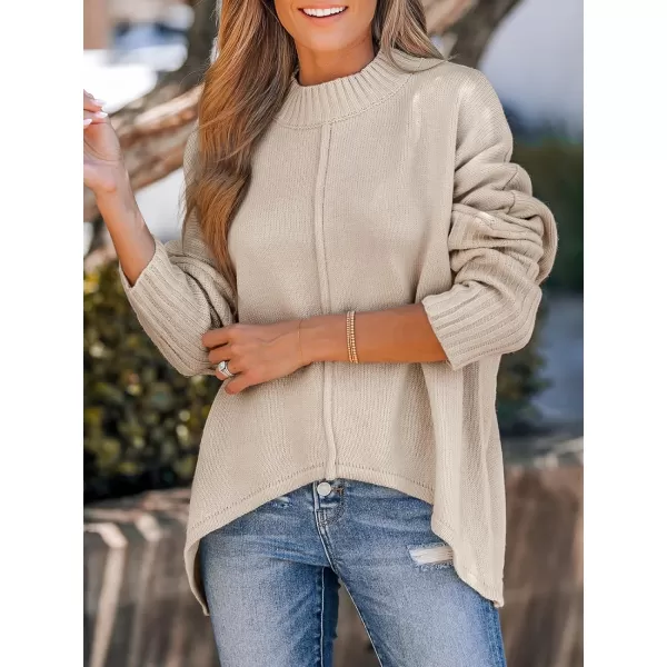 imageCUPSHE Womens Casual Mock Neck Sweater Fall Knit Long Sleeves Pullover with Inverted Seam DetailSand