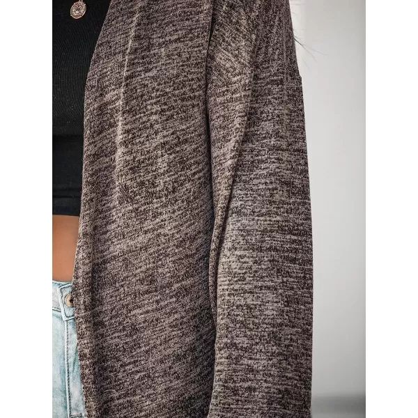 imageCUPSHE Womens Casual Open Front Cardigan Fall Longline Knit Sweater with Long SleevesGrey
