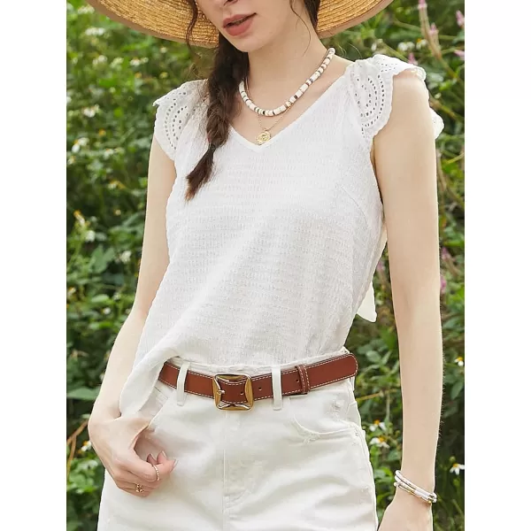 imageCUPSHE Womens Casual Sleeveless Tops HeartShaped Ruffle Blouses 2024 Summer Top TeeWhite