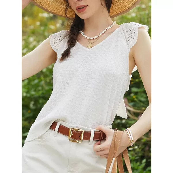 imageCUPSHE Womens Casual Sleeveless Tops HeartShaped Ruffle Blouses 2024 Summer Top TeeWhite