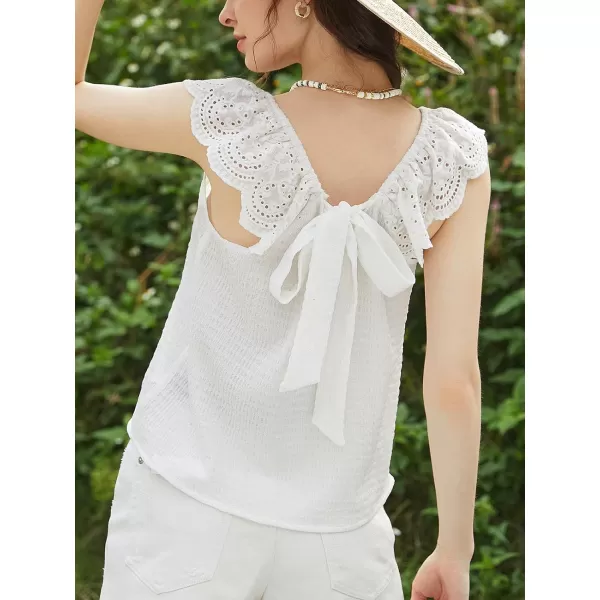 imageCUPSHE Womens Casual Sleeveless Tops HeartShaped Ruffle Blouses 2024 Summer Top TeeWhite