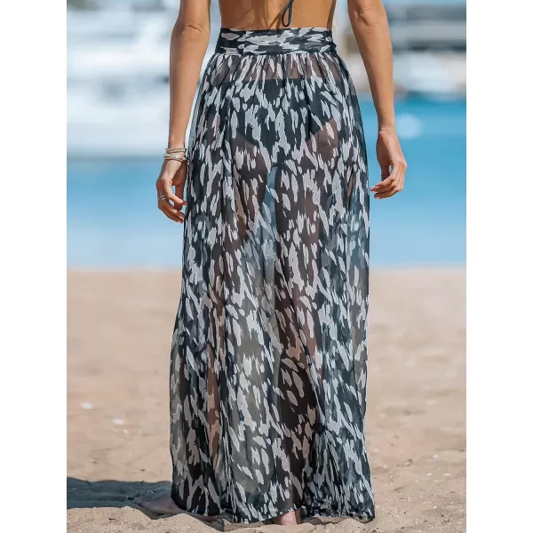 imageCUPSHE Womens Casual Tie Side Bathing Suit Cover Up Maxi Length Sarong Summer Swim with High WaistBlack
