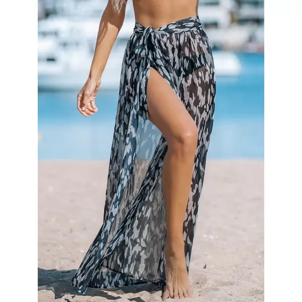 imageCUPSHE Womens Casual Tie Side Bathing Suit Cover Up Maxi Length Sarong Summer Swim with High WaistBlack