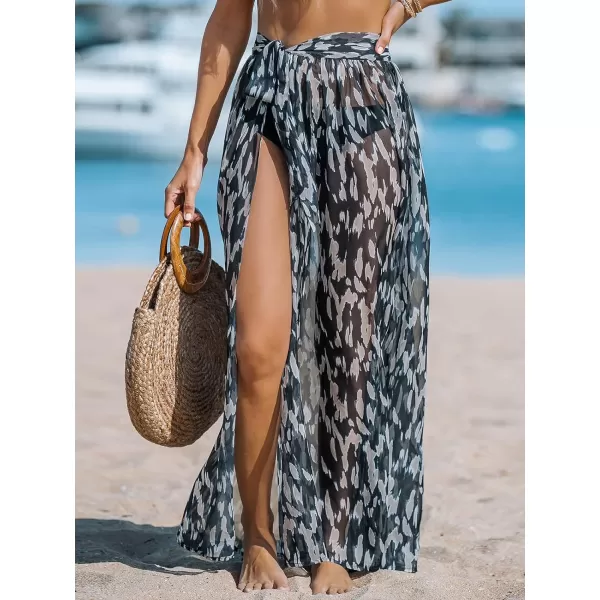 imageCUPSHE Womens Casual Tie Side Bathing Suit Cover Up Maxi Length Sarong Summer Swim with High WaistBlack