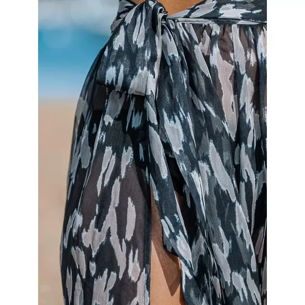 imageCUPSHE Womens Casual Tie Side Bathing Suit Cover Up Maxi Length Sarong Summer Swim with High WaistBlack