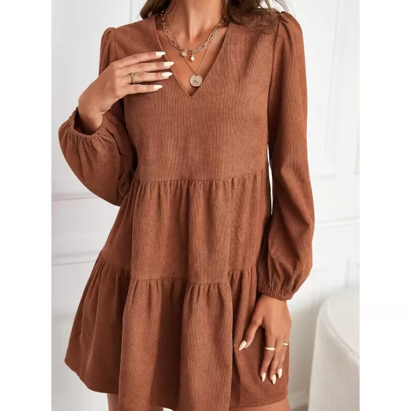 imageCUPSHE Womens Casual V Neck Short Length Dresses Flounce Elastic Waisted Dress with Paisley PrintBrown