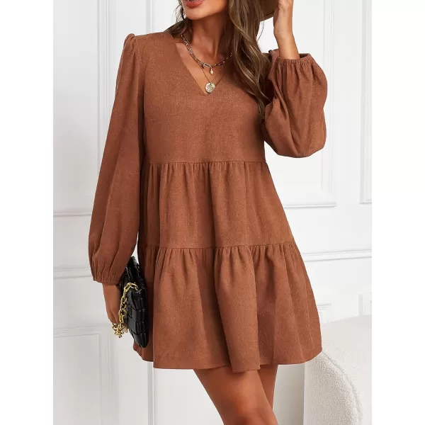 imageCUPSHE Womens Casual V Neck Short Length Dresses Flounce Elastic Waisted Dress with Paisley PrintBrown