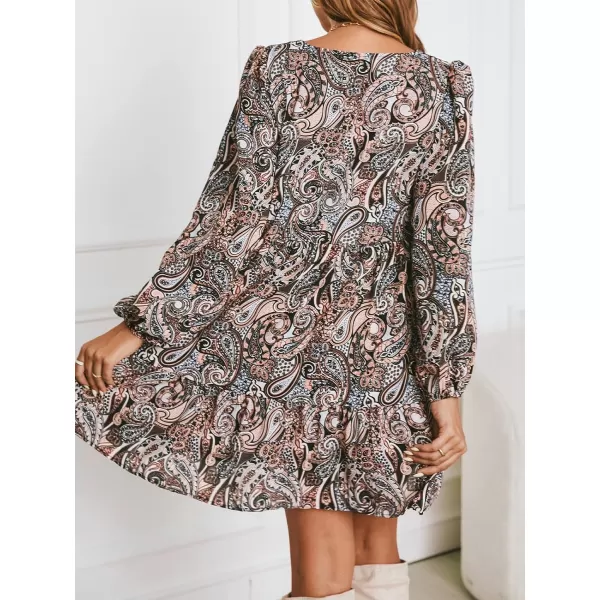 imageCUPSHE Womens Casual V Neck Short Length Dresses Flounce Elastic Waisted Dress with Paisley PrintMulticolor