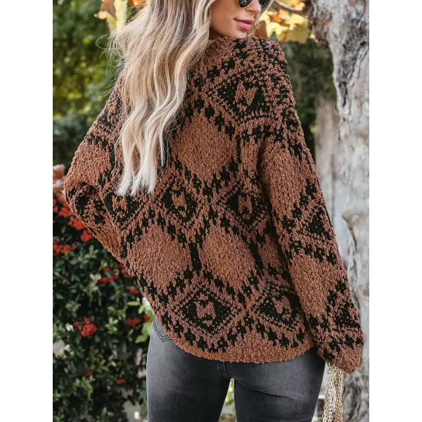 imageCUPSHE Womens Chenille Knit V Neck Fall Sweaters Long Sleeves Pullover with Ribbed TrimBrown