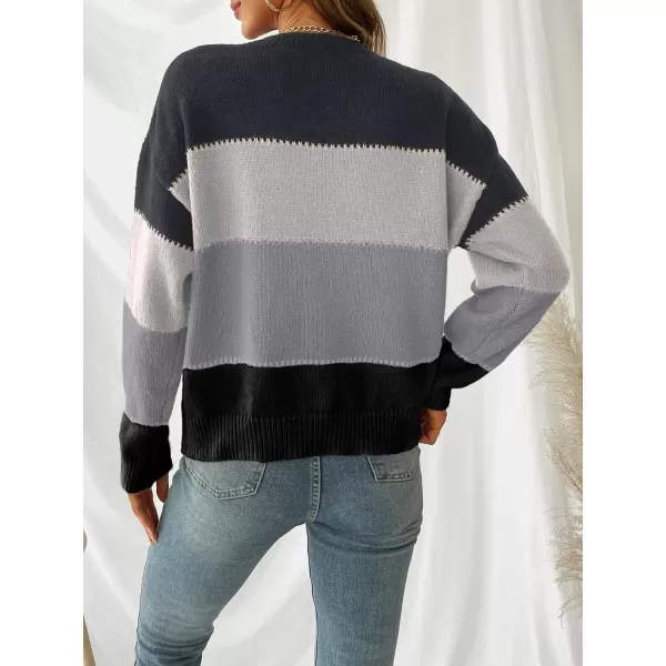 imageCUPSHE Womens Color Block Crewneck Long Sleeves Ribbed Knit Pullover Sweater TopsIron