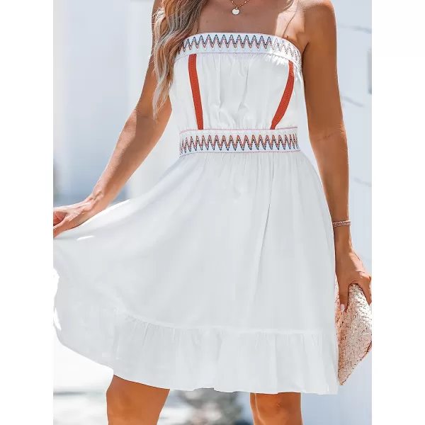 imageCUPSHE Womens ColorfulStitching Flounce Tube Dress Sleeveless Mini DressWhite