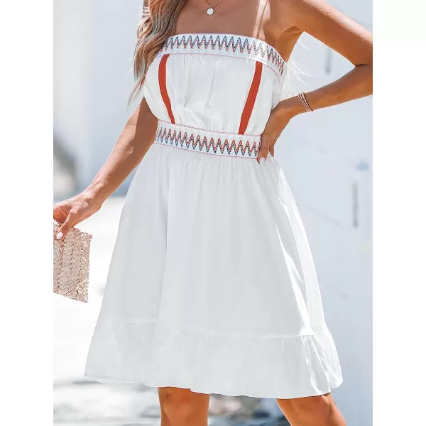 imageCUPSHE Womens ColorfulStitching Flounce Tube Dress Sleeveless Mini DressWhite