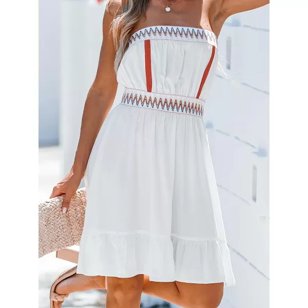 imageCUPSHE Womens ColorfulStitching Flounce Tube Dress Sleeveless Mini DressWhite