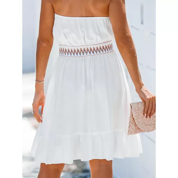 imageCUPSHE Womens ColorfulStitching Flounce Tube Dress Sleeveless Mini DressWhite