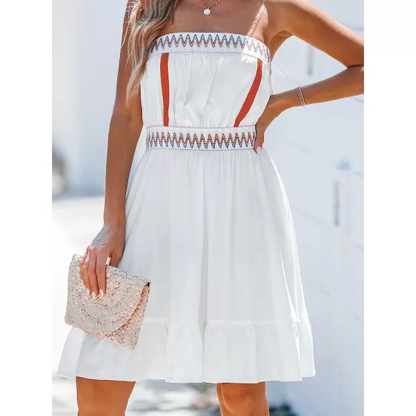 imageCUPSHE Womens ColorfulStitching Flounce Tube Dress Sleeveless Mini DressWhite
