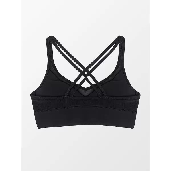 imageCUPSHE Womens Contrast Mesh Sports Bra Strappy Criss Cross Sports Bra Medium Support Padded Yoga TopBlack