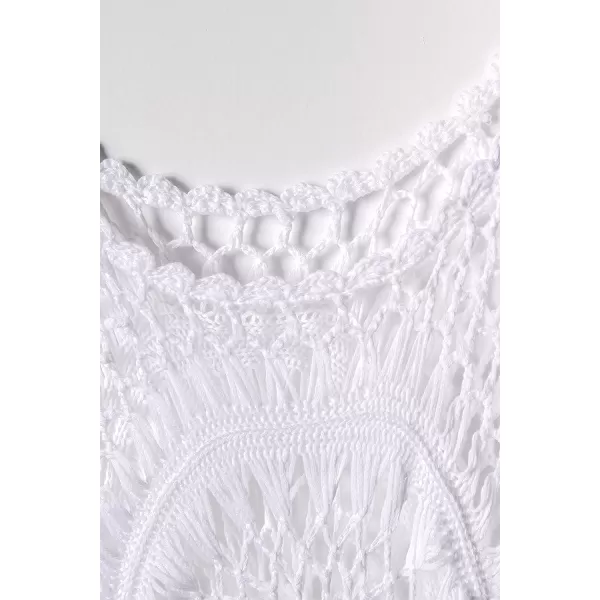 imageCUPSHE Womens Cover Up Crochet Hollow Out Tassel Swimsuit 34 SleeveWhite