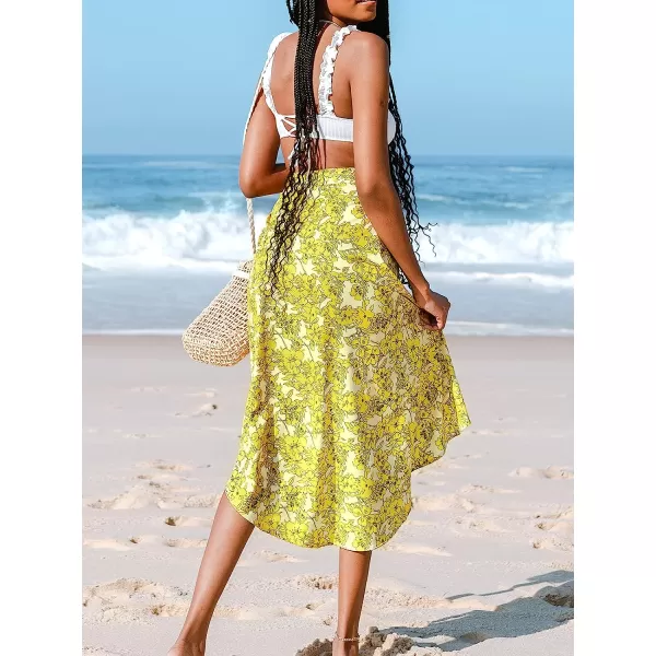 imageCUPSHE Womens Cover Up Floral Side Tie Sarong YellowYellow