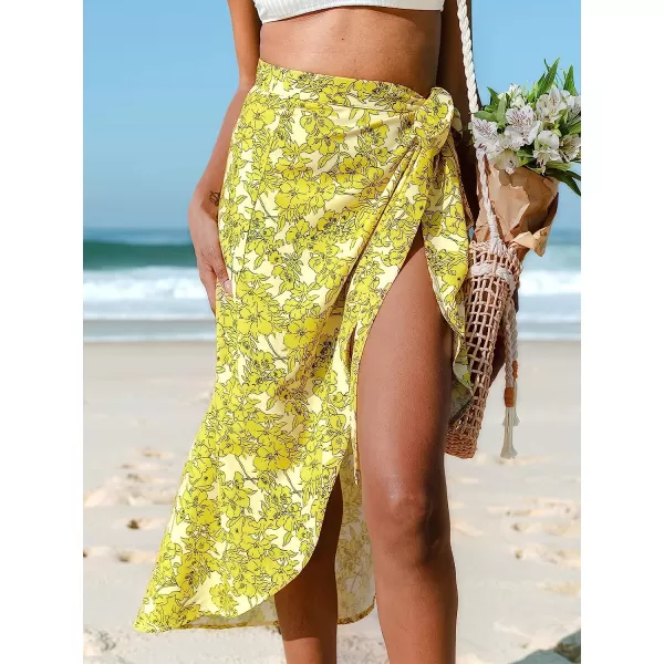 imageCUPSHE Womens Cover Up Floral Side Tie Sarong YellowYellow