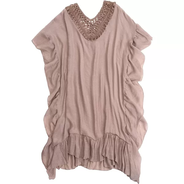 imageCUPSHE Womens Cover Up Fringe Hem Loose Waisted Knee Length BeachwearBrown