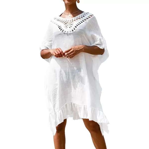 imageCUPSHE Womens Cover Up Fringe Hem Loose Waisted Knee Length BeachwearPearl White