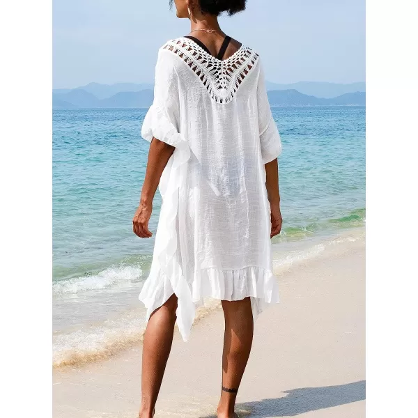 imageCUPSHE Womens Cover Up Fringe Hem Loose Waisted Knee Length BeachwearPearl White